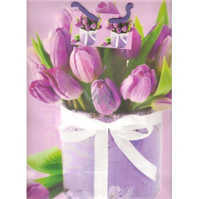 Nekupto Gift paper bag 32.5 x 26 x 13 cm Purple tulips 1372 30 KFL