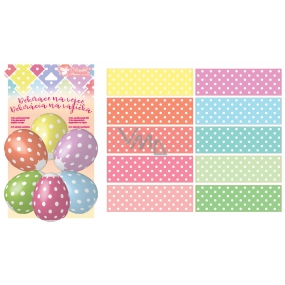 Shrink decoration for eggs with polka dots 10 pieces + 10 stands