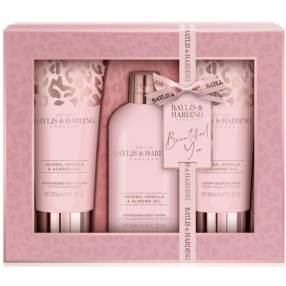 Baylis & Harding Jojoba, Vanilla and Almond oil cleansing gel 300 ml + shower cream 200 ml + body lotion 200 ml, cosmetic set