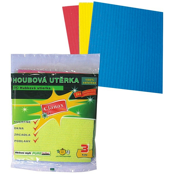 Clanax Sponge cloth 100% cellulose 3 pieces
