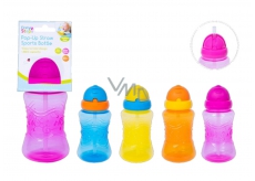 First Step 6+ bottle with straw for children blue 310 ml