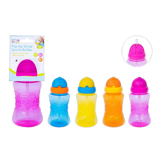 First Step 6+ bottle with straw for children blue 310 ml