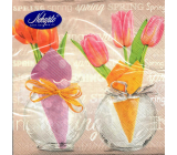 Nekupto Paper napkins 3 ply 33 x 33 cm 20 pieces Easter Tulips in a vase, inscription Spring