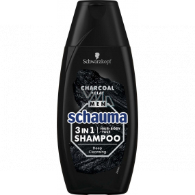 Schauma Men Charcoal & Clay 3 in 1 shampoo for hair, body and face 250 ml
