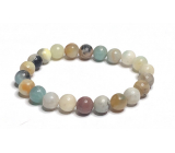 Amazonite multicoloured bracelet elastic natural stone, ball 8 mm / 16-17 cm, stone of hope