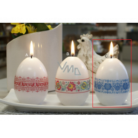 Lima Decorative candle Slovak pattern blue stripe egg 60 x 90 mm 1 piece