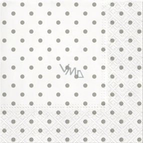 Paper napkins 3 layers 33 x 33 cm 20 pieces White with grey dots