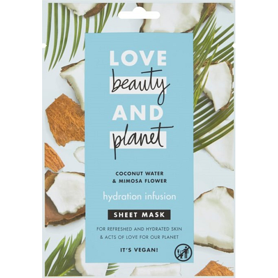 Love Beauty & Planet Coconut Water and Flowers Mimosa Textile Face Mask for intensive skin hydration 21 ml 1 piece