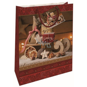 Nekupto Gift paper bag 46 x 33 x 10,5 cm Christmas sleigh red