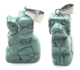 Tyrkenite Dog pendant natural stone, hand cut figurine 1,8 x 2,5 x 8 mm, stone of young people, looking for a life goal