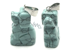Tyrkenite Dog pendant natural stone, hand cut figurine 1,8 x 2,5 x 8 mm, stone of young people, looking for a life goal