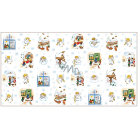 Christmas wrapping paper Czech Christmas 70 x 200 cm White angels, carolers