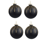Glass flasks black with gold glitter 8 cm 4 pieces