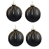Glass flasks black with gold glitter 8 cm 4 pieces
