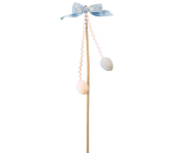 Decorative pomlazka with bow and eggs light blue 21 cm