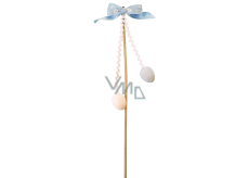 Decorative pomlazka with bow and eggs light blue 21 cm