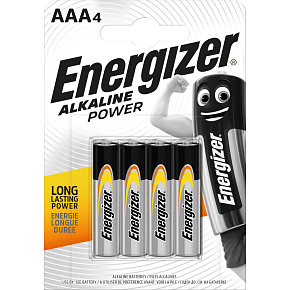 Energizer Alkaline Power AAA Micro Battery, 4 pcs