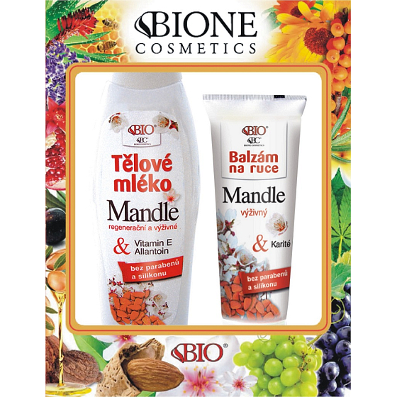 Bione Cosmetics Almond regenerating and nourishing body lotion 500 ml + nourishing hand balm 200 ml, cosmetic set