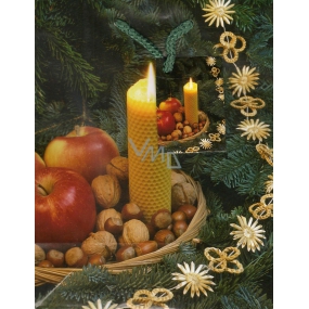 Nekupto Gift paper bag 23 x 18 x 10 cm Apples, chestnuts, candle