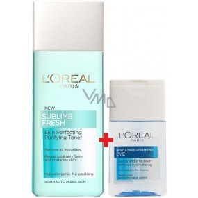 Loreal Paris Sublime Fresh fresh cleansing care lotion for normal and combination skin 200 ml + Loreal Paris gentle eye make-up remover 125 ml, cosmetic set