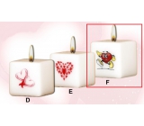 Lima Valentine's candle Running heart candle with decal white cube 45 x 45 mm 1 piece