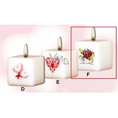Lima Valentine's candle Running heart candle with decal white cube 45 x 45 mm 1 piece