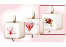 Lima Valentine's candle Running heart candle with decal white cube 45 x 45 mm 1 piece