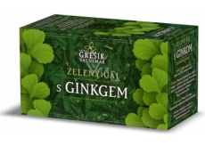 Grešík Zelený čaj s ginkgo působí příznivě na zlepšení paměti, krevní oběh v mozku nálevové sáčky 20x1,5 g