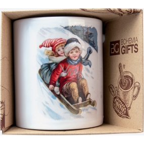 Bohemia Gifts Ceramic mug with a picture of children on a sleigh 350 ml