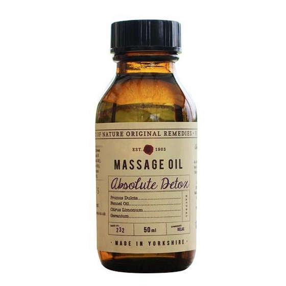 Fikkerts Absolute Detox Massage Body Oil containing Fennel, Lemon, Nutmeg and Sweet Almond Oil 50 ml