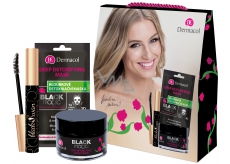 Dermacol Black Magic Mattifying Face Moisturizer Moisturizing Face Gel for Women 50 ml + 3D textile face mask 15 ml + Black Swan mascara black 10 ml, cosmetic set