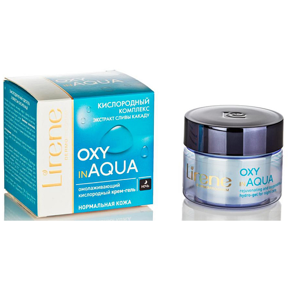 Lirene Oxy in Aqua rejuvenating, oxidizing hydro-gel night cream for normal skin 50 ml
