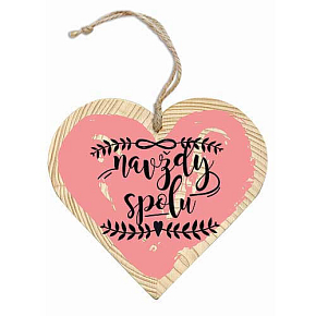 Bohemia Gifts Wooden Decorative Heart with Print Forever Together 12 cm