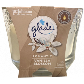 Glade Maxi Romantic Vanilla Blossom with the scent of vanilla flower scented candle in glass, burning time up to 52 hours 224 g