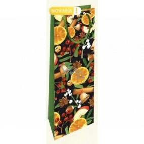 Nekupto Gift paper bag for bottle 33 x 10 x 9 cm Christmas with orange WLH 1968 50