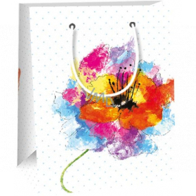 Ditipo Gift paper bag 11.4 x 6.4 x 14.6 cm white, colored poppy