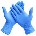 Aero Exacomp Hygienic Disposable Nitrile Gloves, Antiallergenic, Powder-Free, Size L, Box of 100 Pieces, Blue