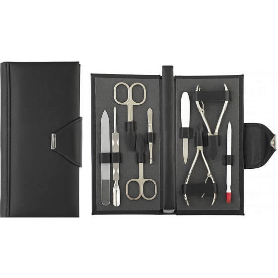 Dup Manicure set Nadia leather 9 pieces black 230401-454