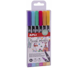 Apli Brush Marker brush marker with two tips pastel 6 pieces, set