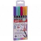 Apli Brush Marker brush marker with two tips pastel 6 pieces, set