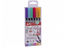 Apli Brush Marker brush marker with two tips pastel 6 pieces, set