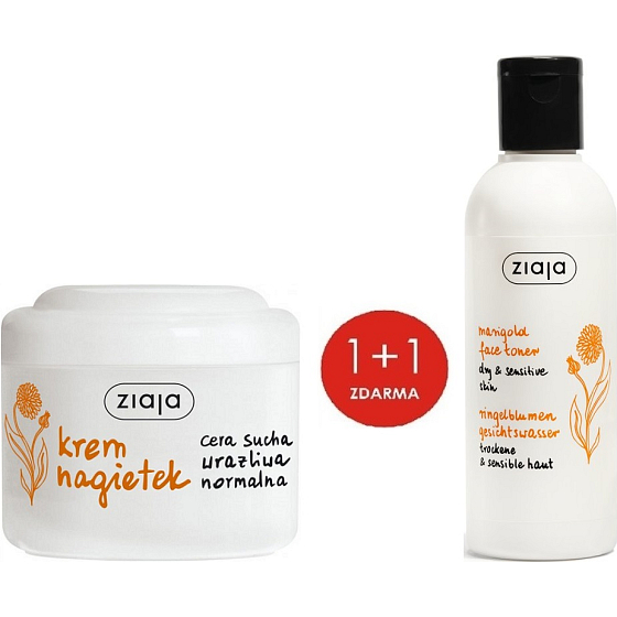 Ziaja Calendula skin cream 100 ml + Calendula skin tonic for normal, dry and sensitive skin 200 ml, duopack