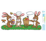 Arch Easter sticker, window film without adhesive Bunnies with trolley 35 x 16 cm