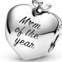 Charm Sterling silver 925 Heart Mom of the Year, bead on bracelet family