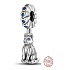 Charm Sterling silver 925 Cat with beautiful blue eyes, animal bracelet pendant