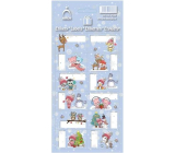 Arch Christmas labels stickers for gifts reindeer, light blue sheet 12 labels