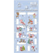 Arch Christmas labels stickers for gifts reindeer, light blue sheet 12 labels