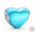 Charm Sterling silver 925 Metallic teal heart, bead for bracelet, love
