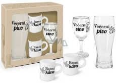 Albi Family set - wine glass 220 ml + pint 500 ml + mug 2 x 100 ml, gift set