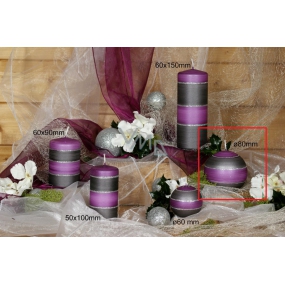 Lima Elegance Gray candle purple ball diameter 80 mm 1 piece
